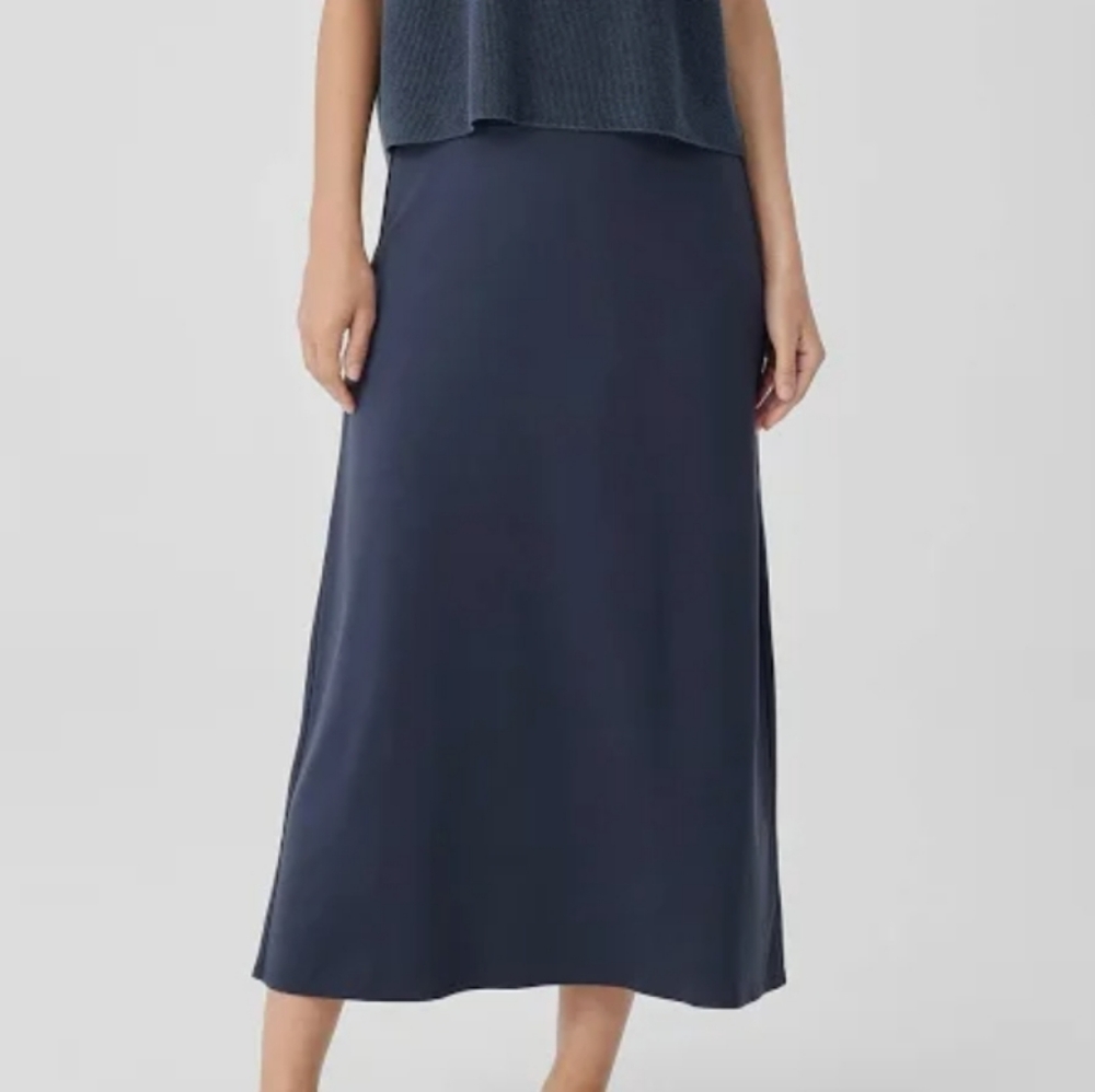 EILEEN FISHER Jersey Knit Stretch Straight Grey Skirt Size Large - Picture 2 of 5